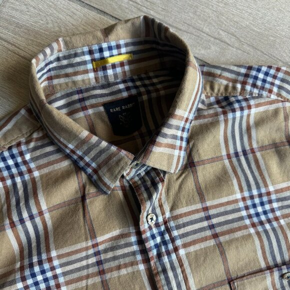 Rare Rabbit Men’s Tan Plaid Button-Down Shirt – Long Sleeve – Size Large - Picture 1 of 6